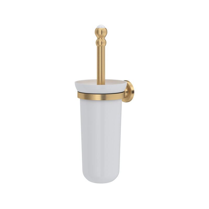 Perrin & Rowe Wall Mount Toilet Brush Holder, Satin English Gold