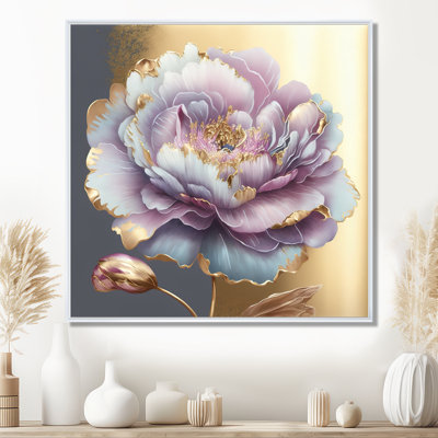 Purple Hue Peonies single Flower I - Floral Peonies Canvas Wall Art, Peonies  canvas art