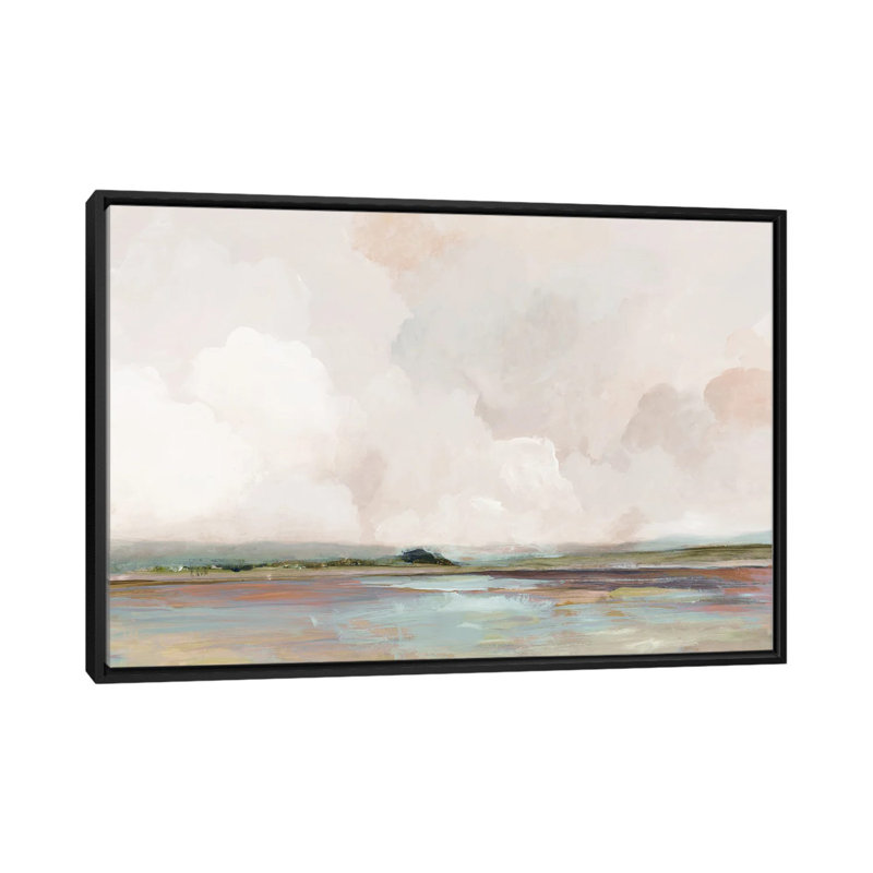 Lever de soleil rose, H 26 po x l 40 po x P 1,5 po, Toile avec cadre flottant noir, Pas de tapis