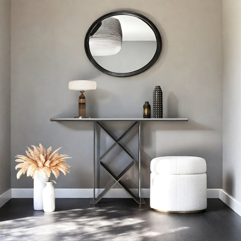 Console Modern Minimalist Art Design, H 31,5 po x l 55,12 po x P 15,75 po, Blanc / gris foncé