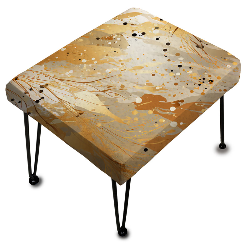 Golden Marble Radiance - Marble Rectangle Ottoman