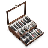 Pocket Knife Display Case For Collection Of 17-23 Folding Knife, Pocket Case Knife With Acrylic Top, Two-Tier Knife Organizer Storage Box, Walnut