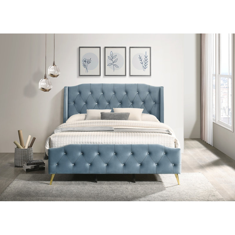 Pacifica Upholstered Bed, Light Blue, Kingsize (5')