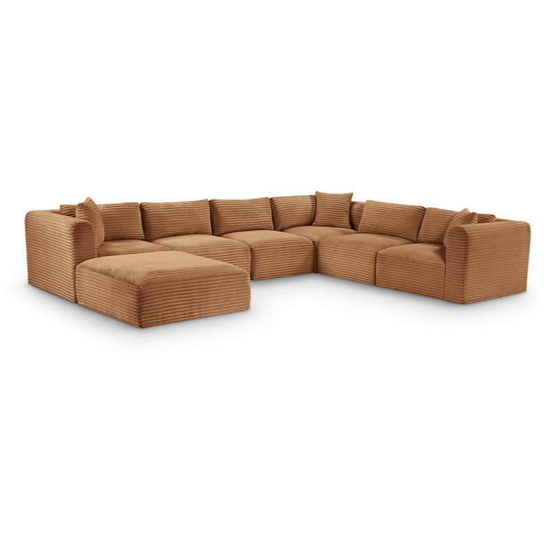 Canapé modulaire Carmean, Velours côtelé texturé, 3 Armless, 3 Corner, 1 Ottoman