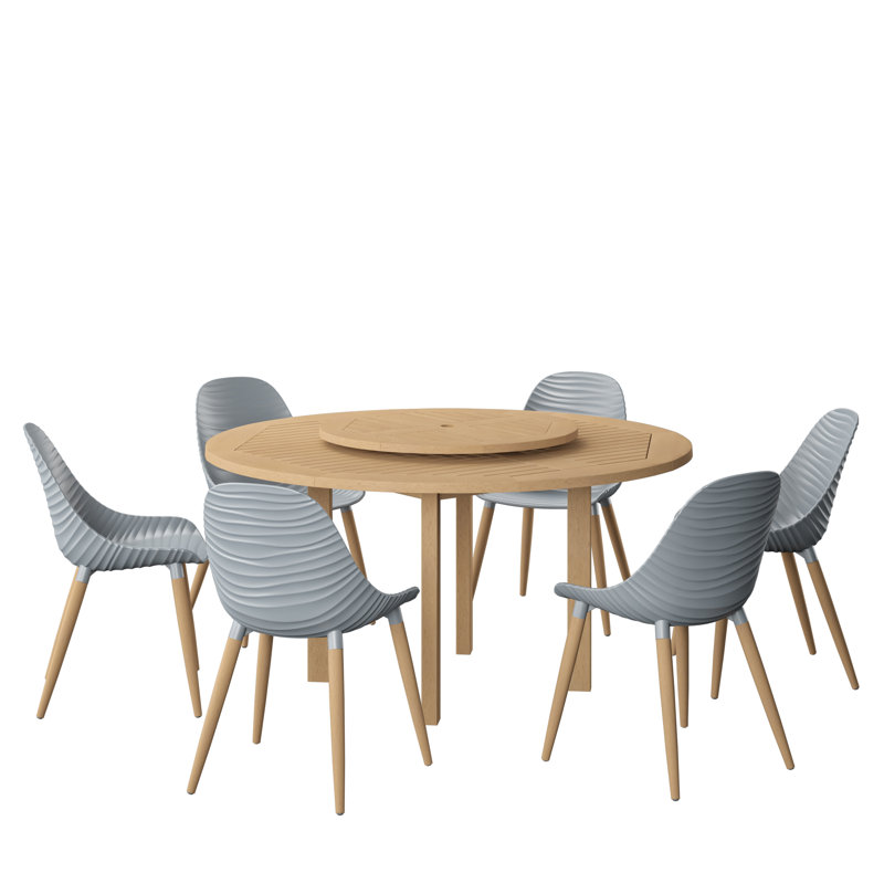 Anautica Outdoor Patio 7pc 100% FSC Certified Wood Dining Set