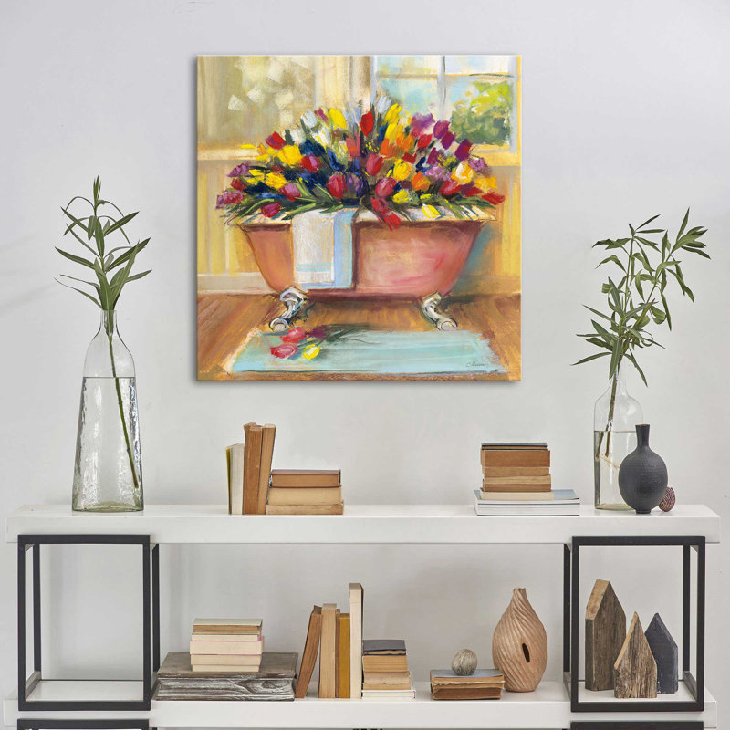 "Bathaign Bouquet II" par Carol Rowan, reproduction sur toile, H 18 po x l 18 po