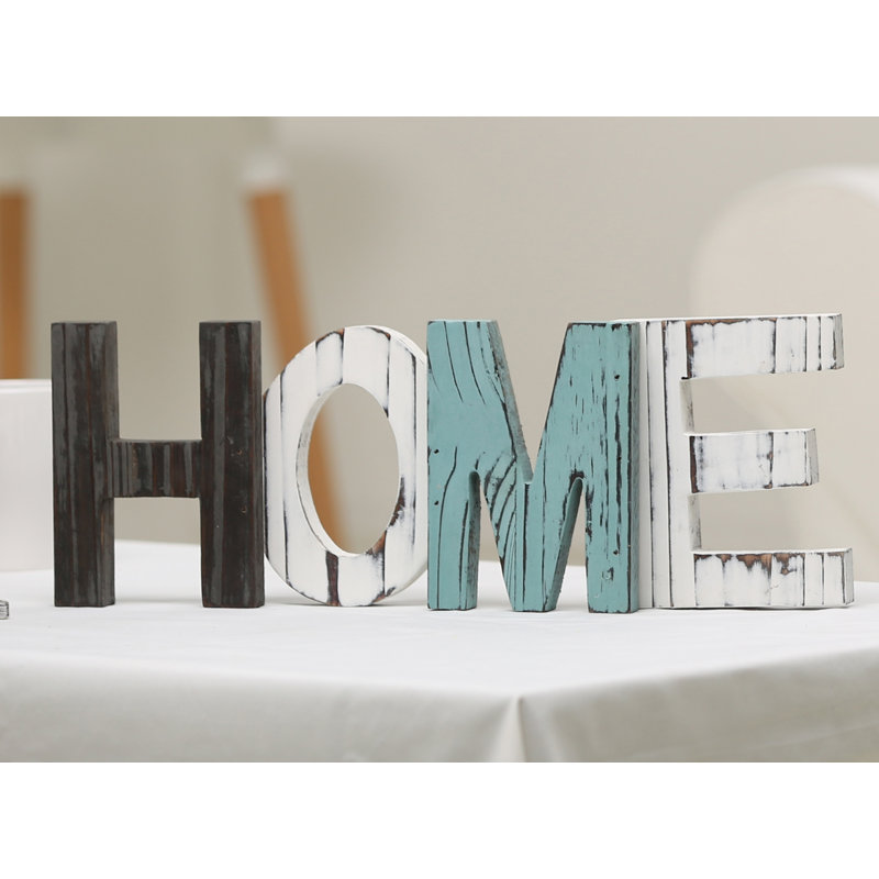 Text & Numbers Letter Block, Black/White/Blue