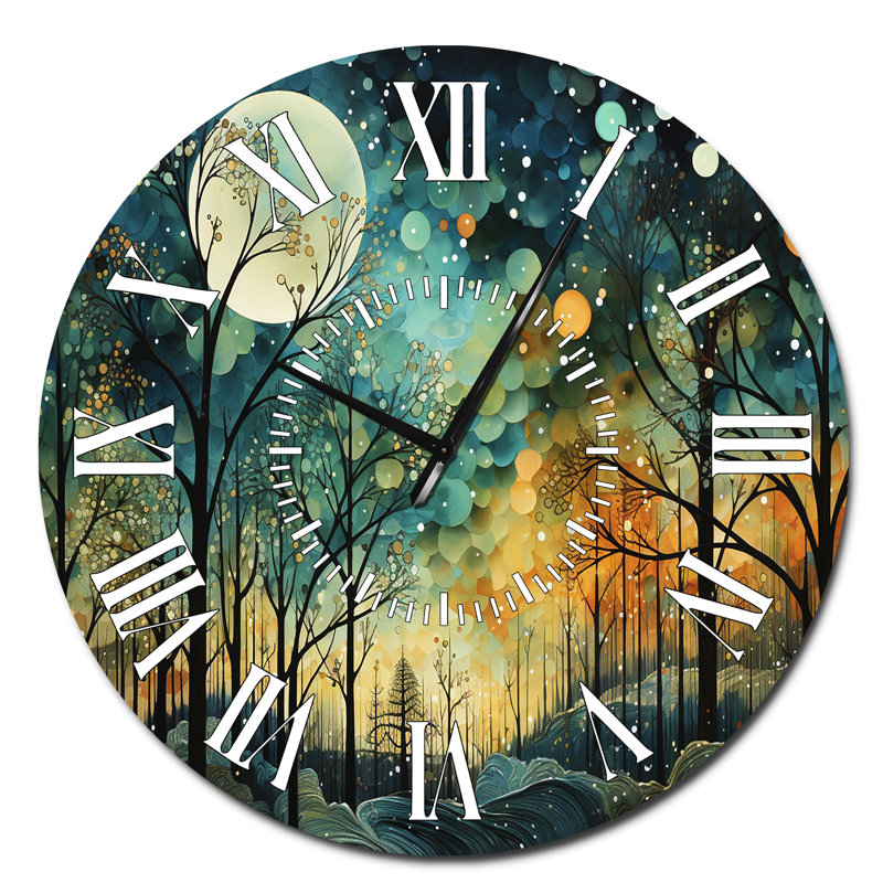 Horloge murale Enchanted Forest - Abstract Collages, Surdimensionné