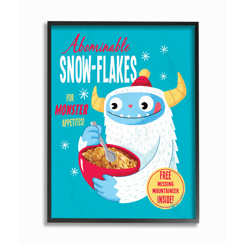 « abominable snow-flocons monster affiche style céréale », impression, H 20 po x l 16 po x P 1,5 po