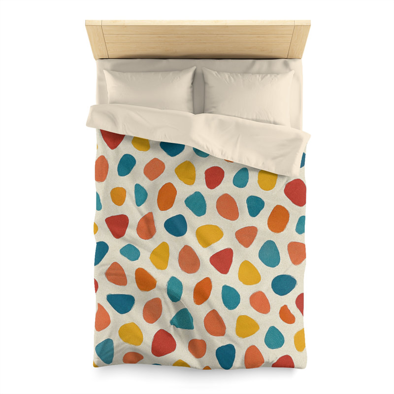 Microfiber Duvet Cover Boho Style, Design 43, Twin Duvet Cover, Cream