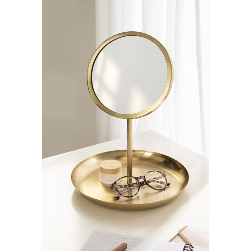 Idria Tabletop Makeup Mirror, Gold