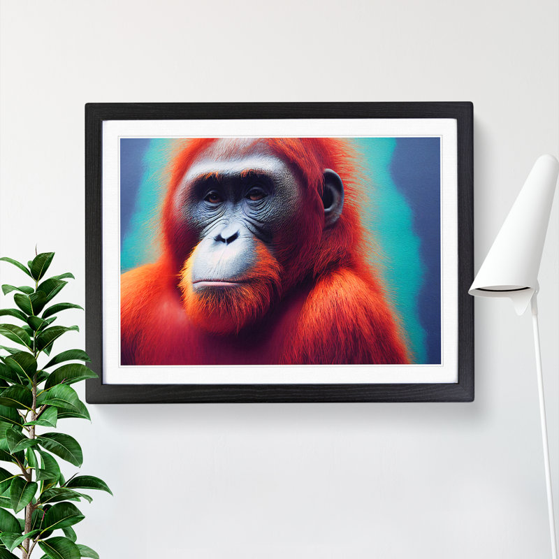 Orangutan Portrait Vol.1 - Single Picture Frame Print, Black, 46cm H x 64cm W x 2cm D