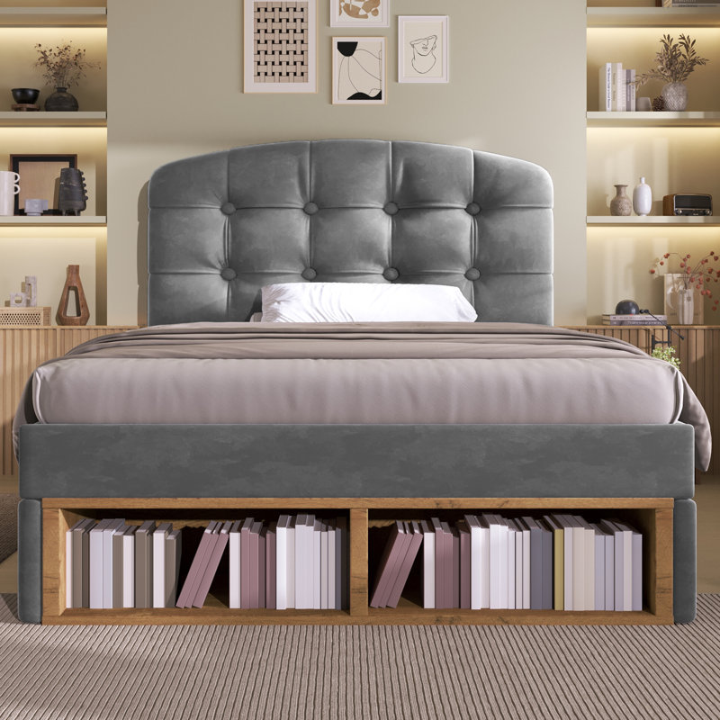 Upholstered Storage Bed, Single (3'), Grey