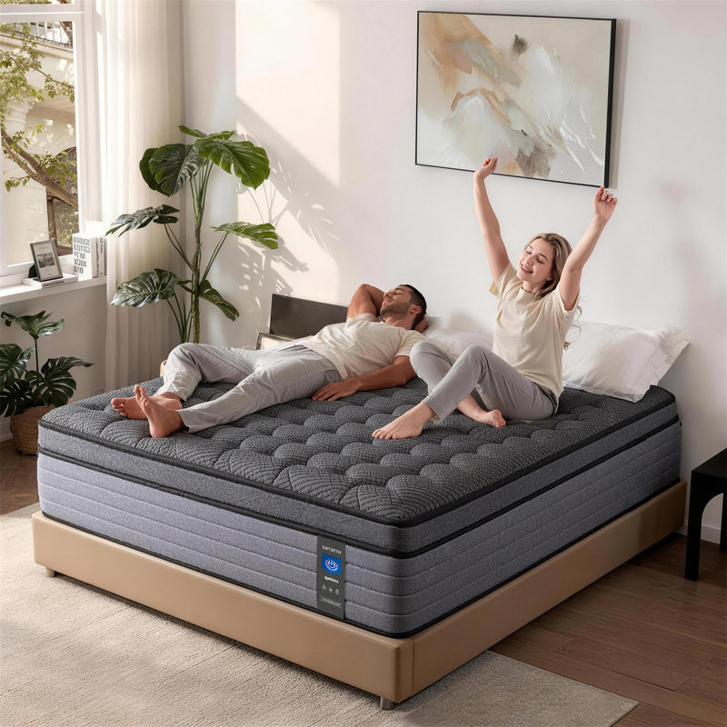 Mattress Hybrid Mattress Eurotop With Gel Open Cell Foam Motion Isolation Individually Wrapped Pocket Coils Pressure Relief Mattress