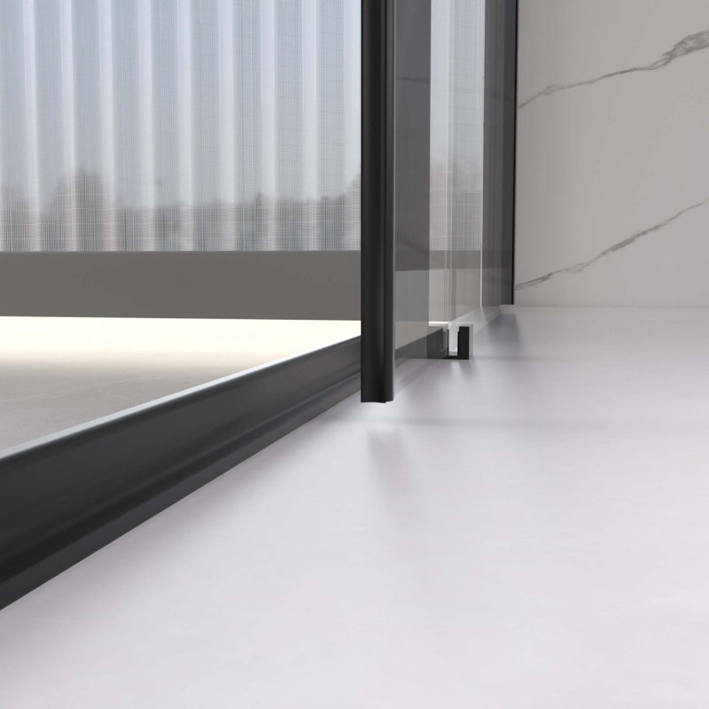 Porte de douche coulissante semi-sans cadre, verre trempé transparent de largeur variable, largeur réglable - aucune découpe requise