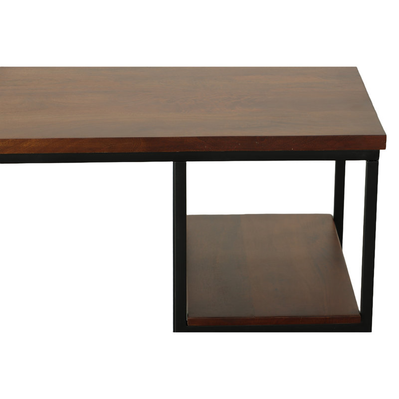 Bureau rustique brun de 42 po avec tablettes de rangement, Châtaigne