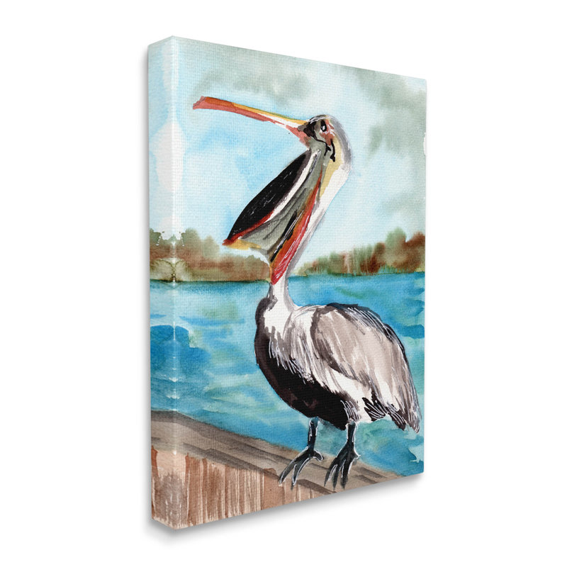 "Nautical Pelican Bird Beak", art mural par Sebastian Grafmann, H 40 po x l 30 po x P 1,5 po
