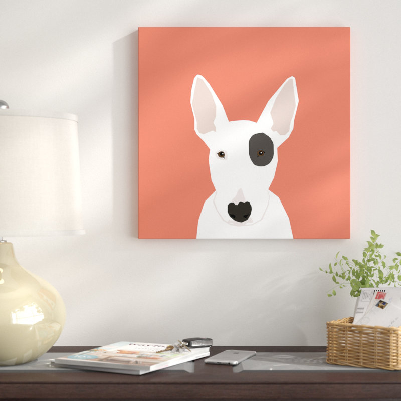 Bull terrier, impression sur toile tendue, H 12 po x l 12 po x P 0,75 po, Toile tendue, Pas de tapis