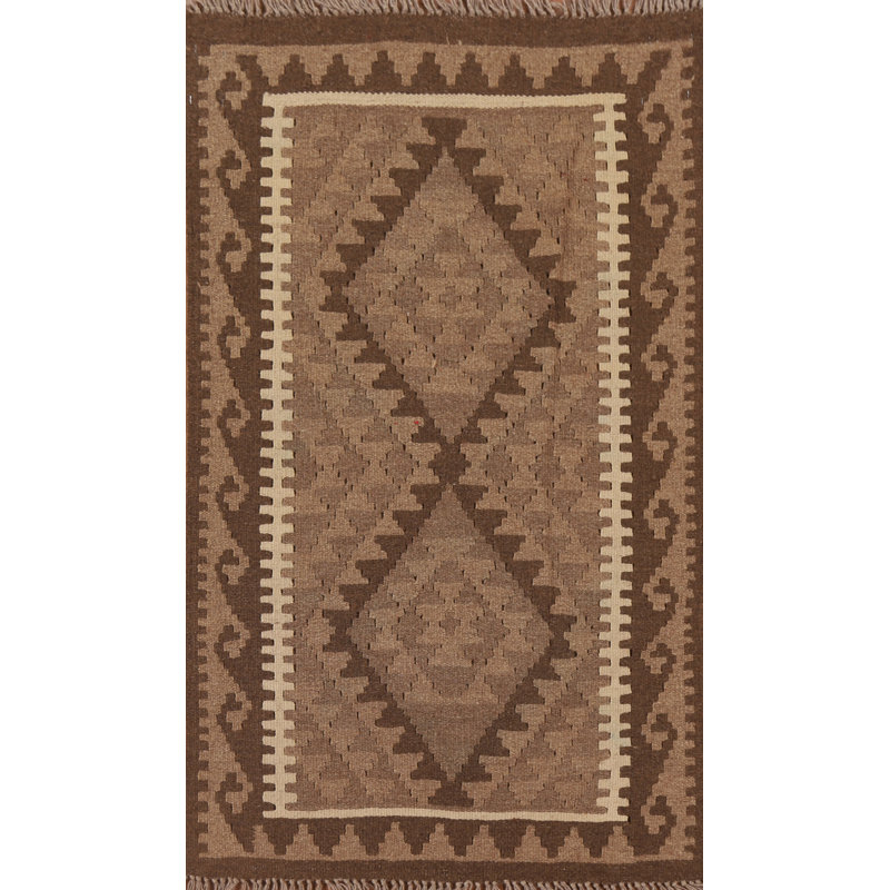Tapis brun en laine réversible Kilim 3 x 4