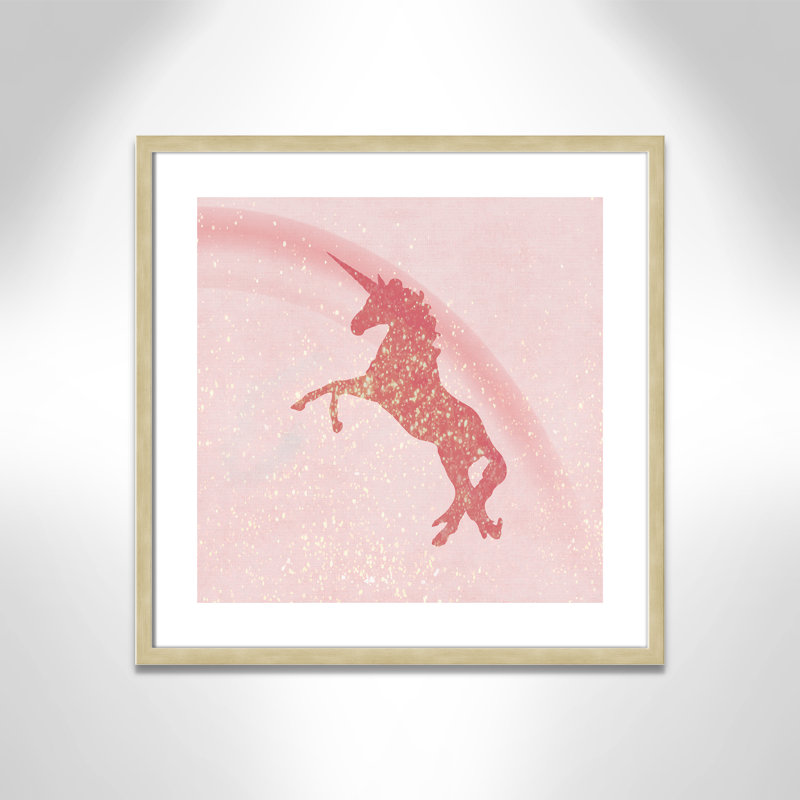 Paillettes licorne 2, H 23,5 po x l 23,5 po x P 1,19 po, Cadre boîte champagne clair