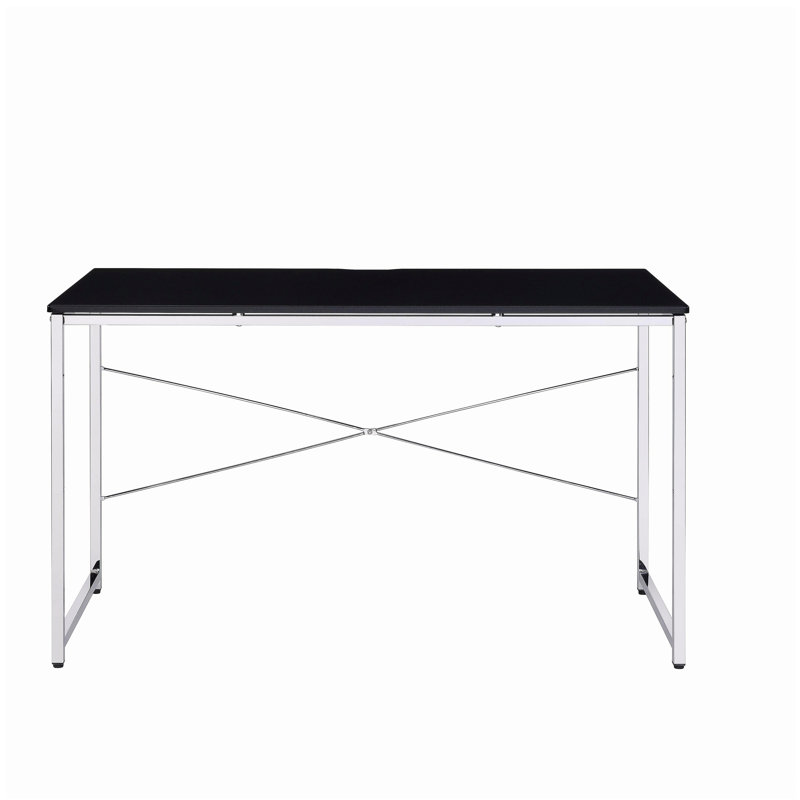Black Chrome Writing Desk with Rolling Base