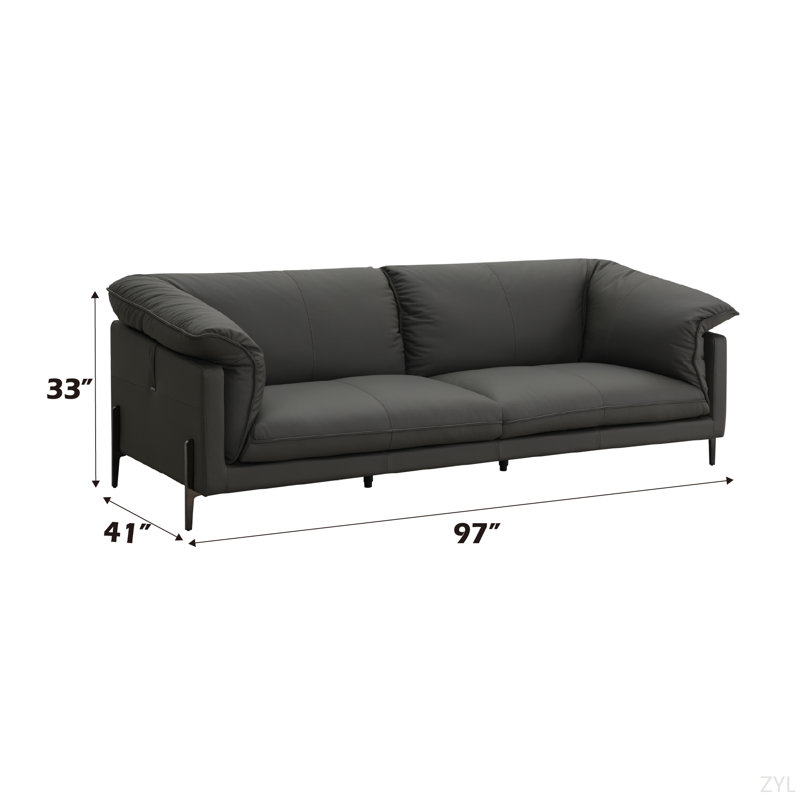 Black Top Grain Leather Sofa
