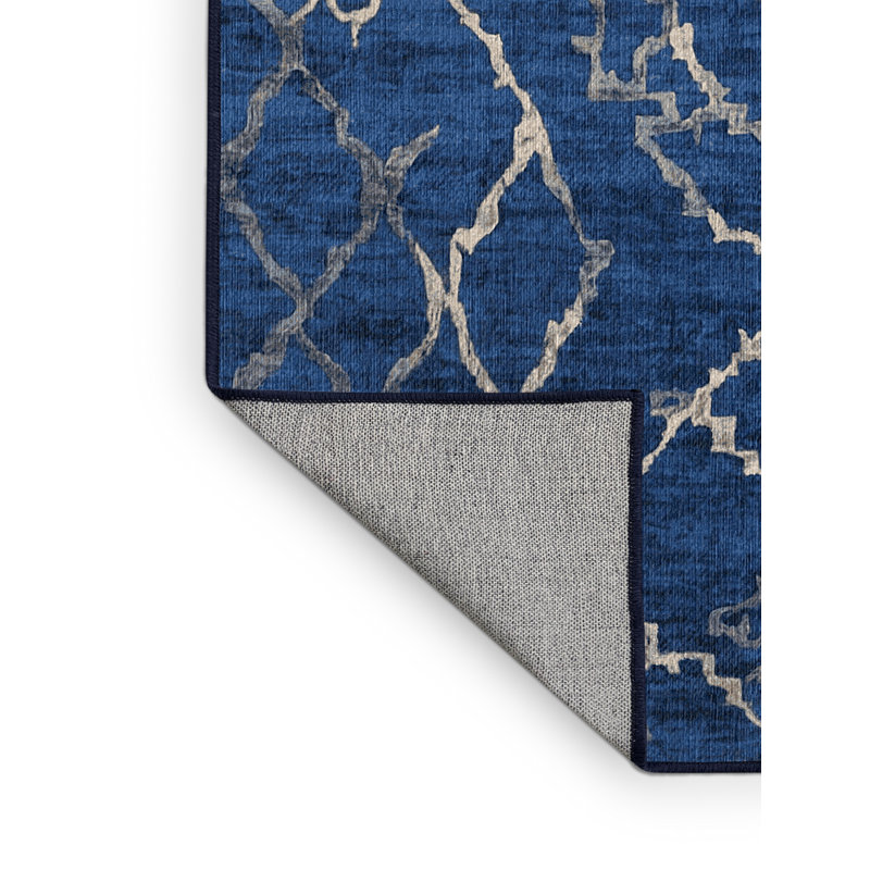 Machine Washable Blue Area Rug, Square 7'