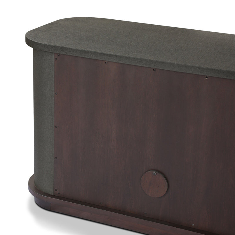 Berlin Media Console-Worn Black Veneer, Dark Green Lacquered Linen
