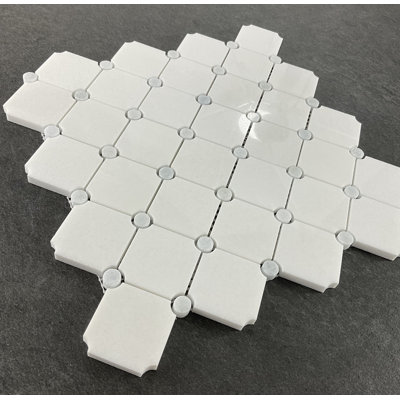 Diamond With Dot Marble Mosaic Tile
