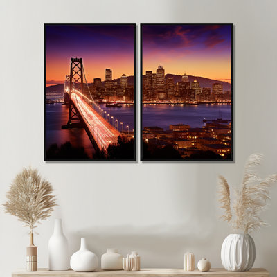 San Francisco Skyline And Bay Bridge III - Art mural industriel 2 panneaux