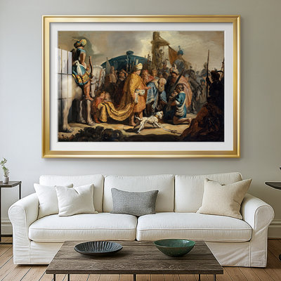 The Baptism of the Eunuch-Rembrandt van Rijn - reproduction d'art avec passe-partout et verre - 1626