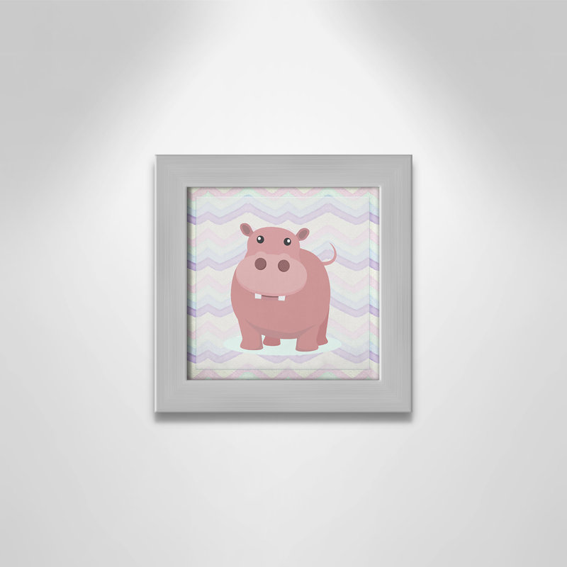 Adhésif décoratif rose Hippo Time, Encadré plat argent, H 8 po x l 8 po x P 0,6 po