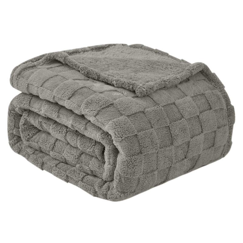 Large Sherpa Fleece Blanket Soft Warm Bed Sofa Throw Blanket, 150" L x 130" W, Grey