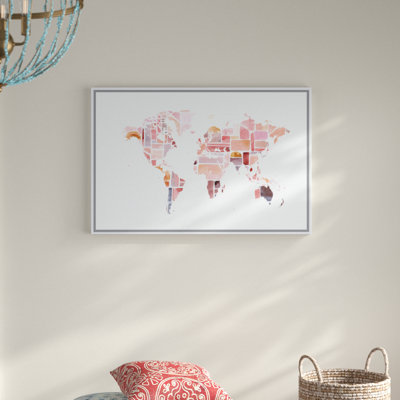 " Pink World Map " Painting Print
