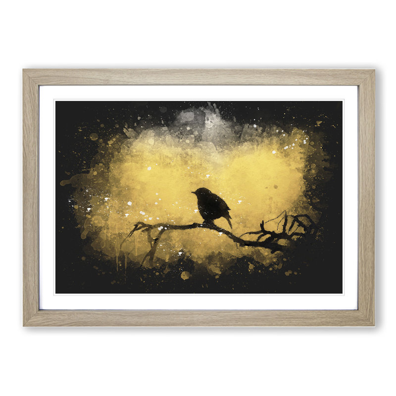 Bird at Sunset - Framed Print, Oak, 36cm H x 48cm W x 2cm D