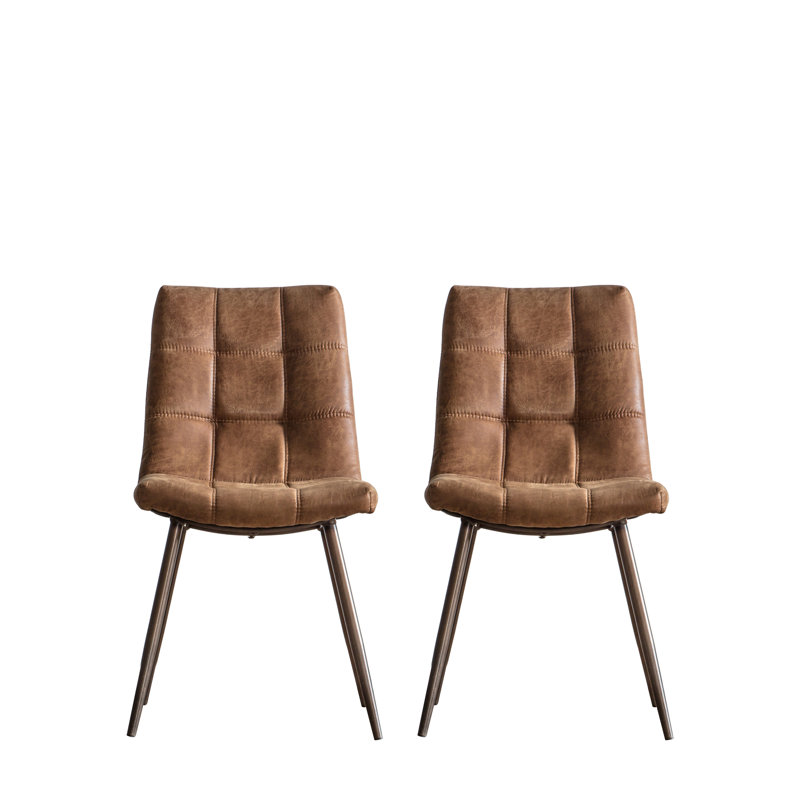 Casteau 48cm H Upholstered Metal Cantilever Chair, Brown, Brown