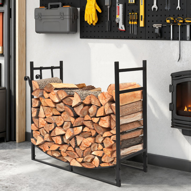 33-Inch Black Iron Firewood Rack