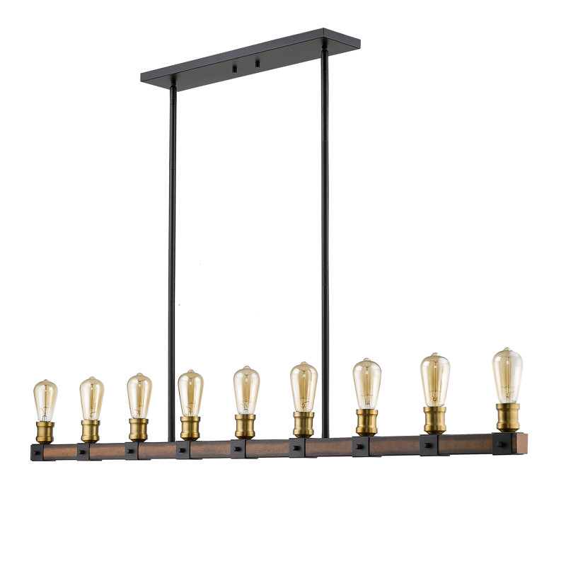 Charles 9 - Light Kitchen Island Pendant, Rustic Mahogany