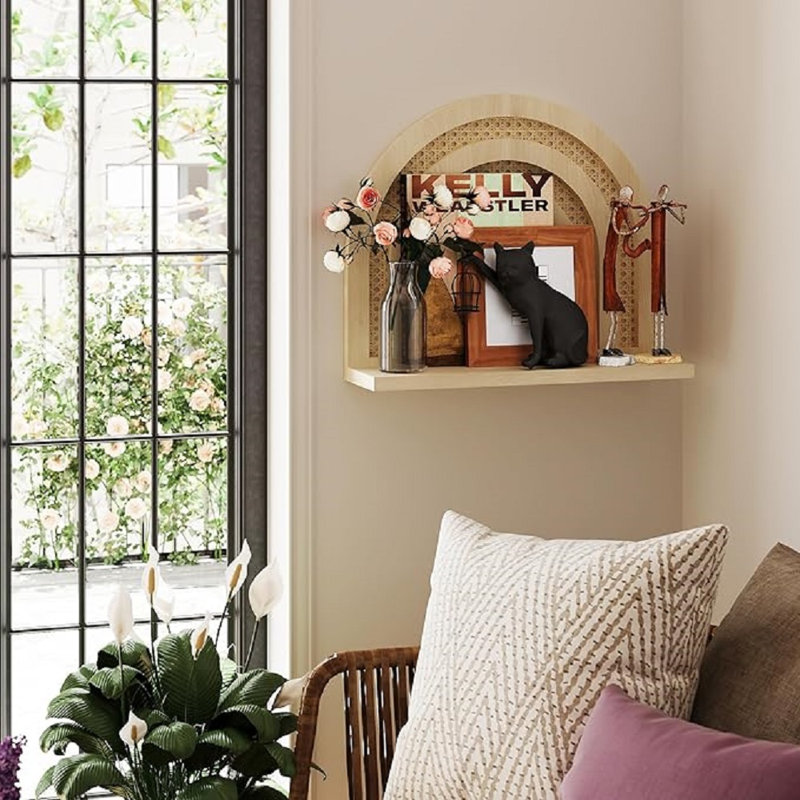 Étagère murale en rotin pour chambre d'enfant Boho