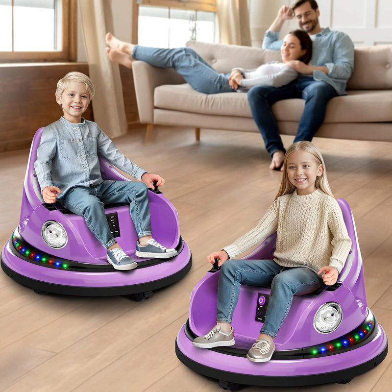 Voiture pour enfant 12 V avec rotation à 360 degrés, télécommande, 2 vitesses, musique et lumières DEL pour tout-petits de 4 à 8 ans