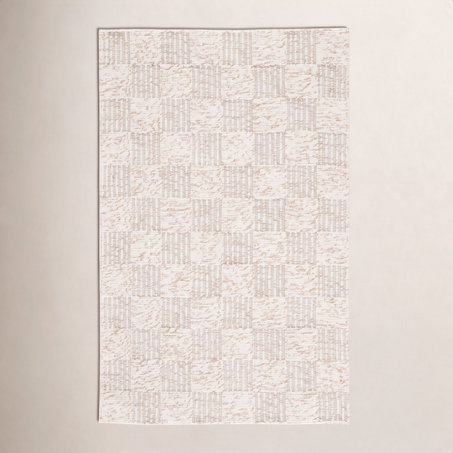 Abbi Brown Ivory Hand-Woven Checkered Rug, Rectangle 5' x 8'