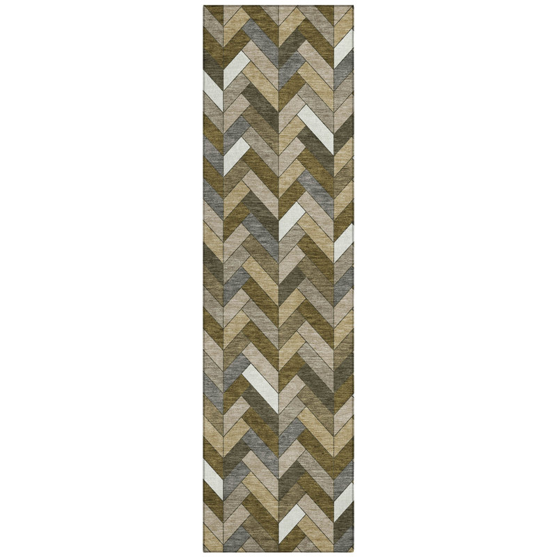 Machine Washable Indoor/Outdoor Matteson ACN2296 Geometric Rug, Runner 2'3" x 7'6"