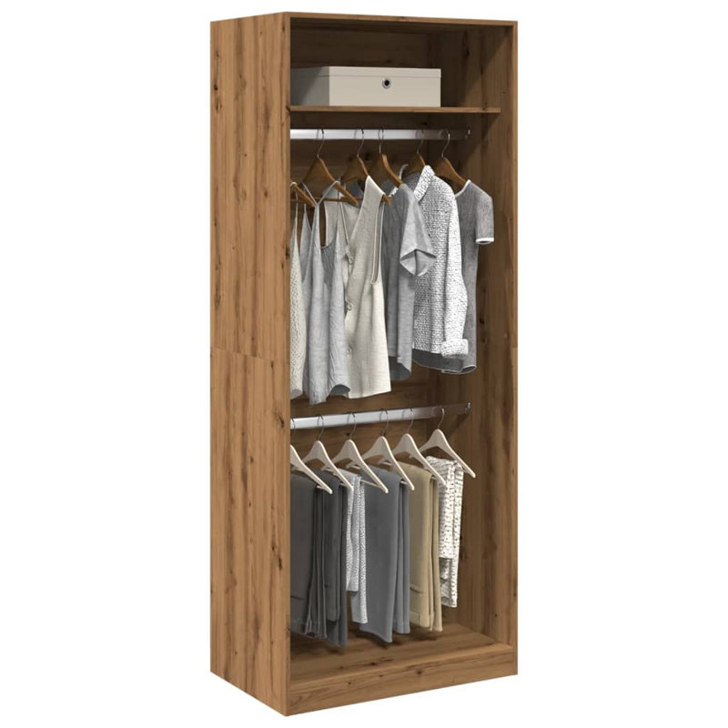 Artressia Manufactured Wood Wardrobe, 80 x 50 x 200 cm, Oak