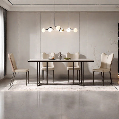 table de salle à manger en pierre frittée de style lumière pâle