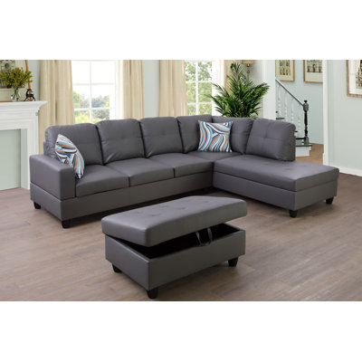 Brevard Faux Leather L-Shaped Sectional