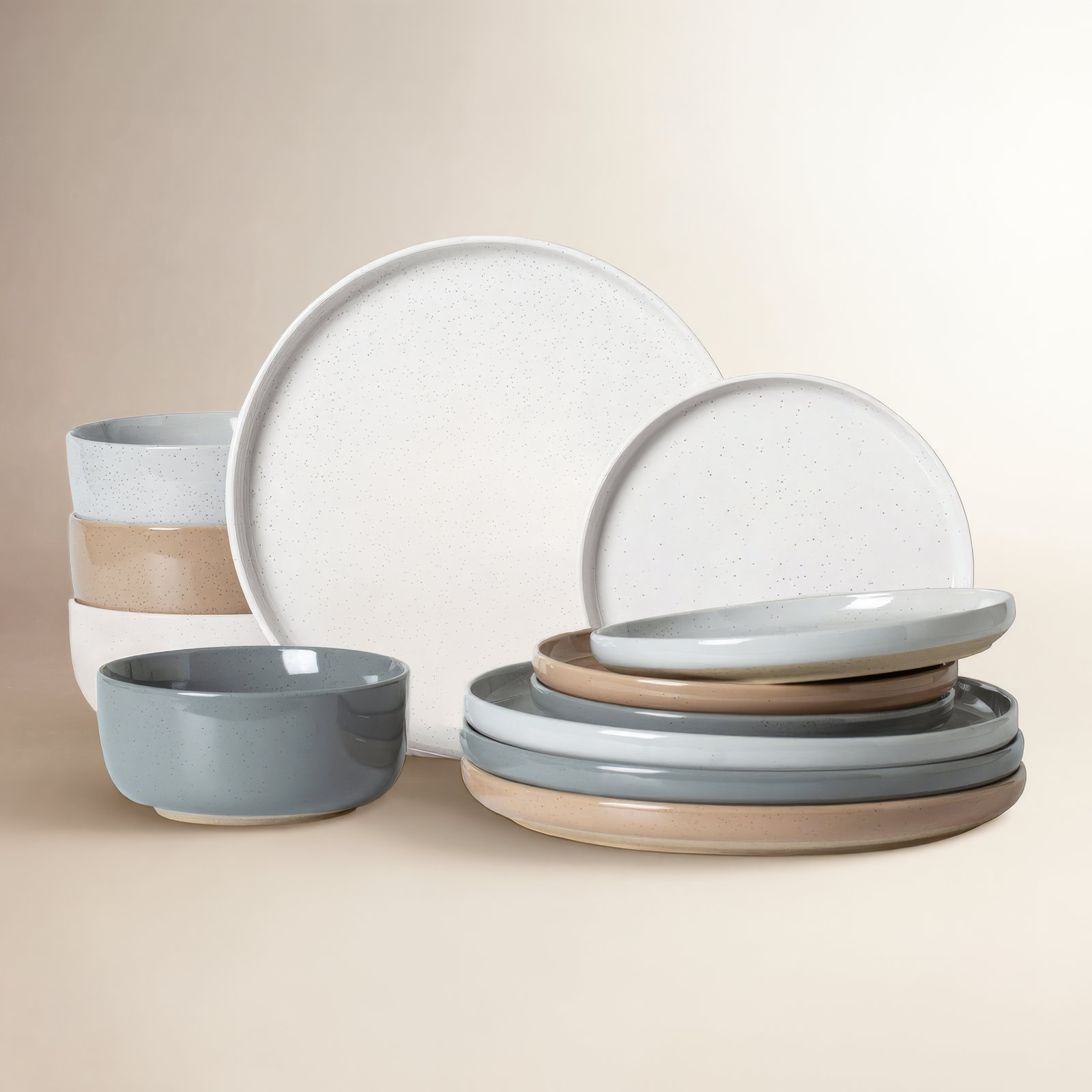 12 Piece Dinnerware Set - Service for 4, Multicolor