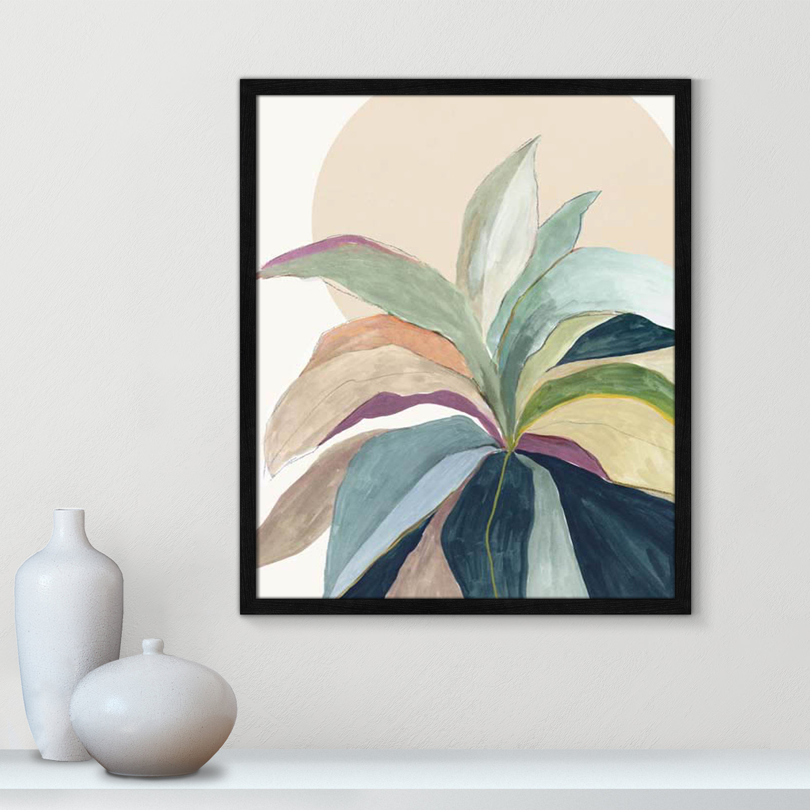 Sunny Bright Leaves II by Asia Jensen, Black Slim Unmatted Picture Framed, 25.5" H x 21.5" W x 0.75" D
