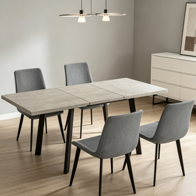 Katina Extendable Kitchen Dining Table Set with 17.7"H Faux Leather Upholstered Dining Chair for Kitchen Dining Room, Home Furniture