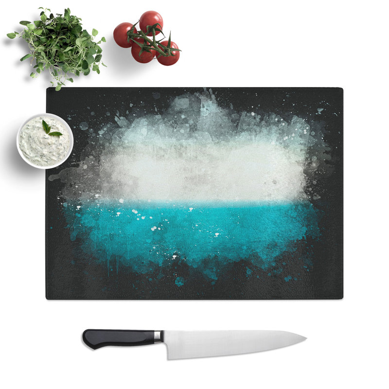 Tempered Glass Sky on Top of the Ocean Chopping Board, 28.5 cm x 39 cm