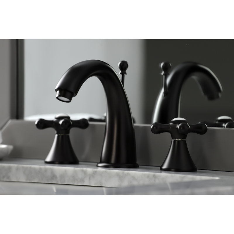 Kingston Brass Naples Two-Handle 3-Hole Deck Mount Widespread Bathroom Faucet with Brass Pop-Up Drain, Oil Rubbed Bronze